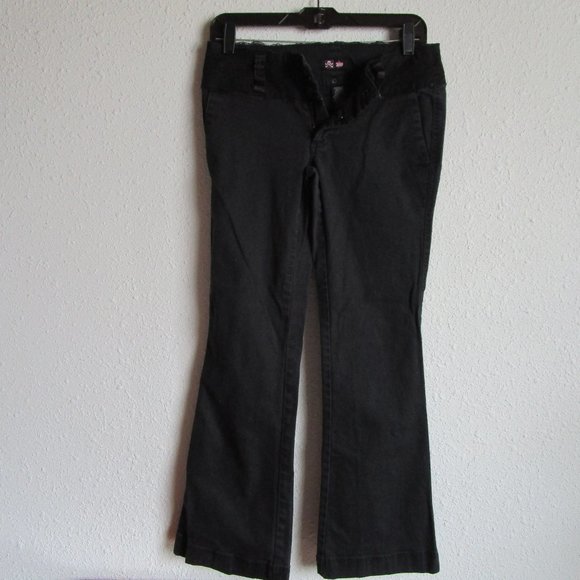 Kik girl black low rise street jeans Size 3, 29x28". Lace satin trim. 90s-2k. - Picture 2 of 15